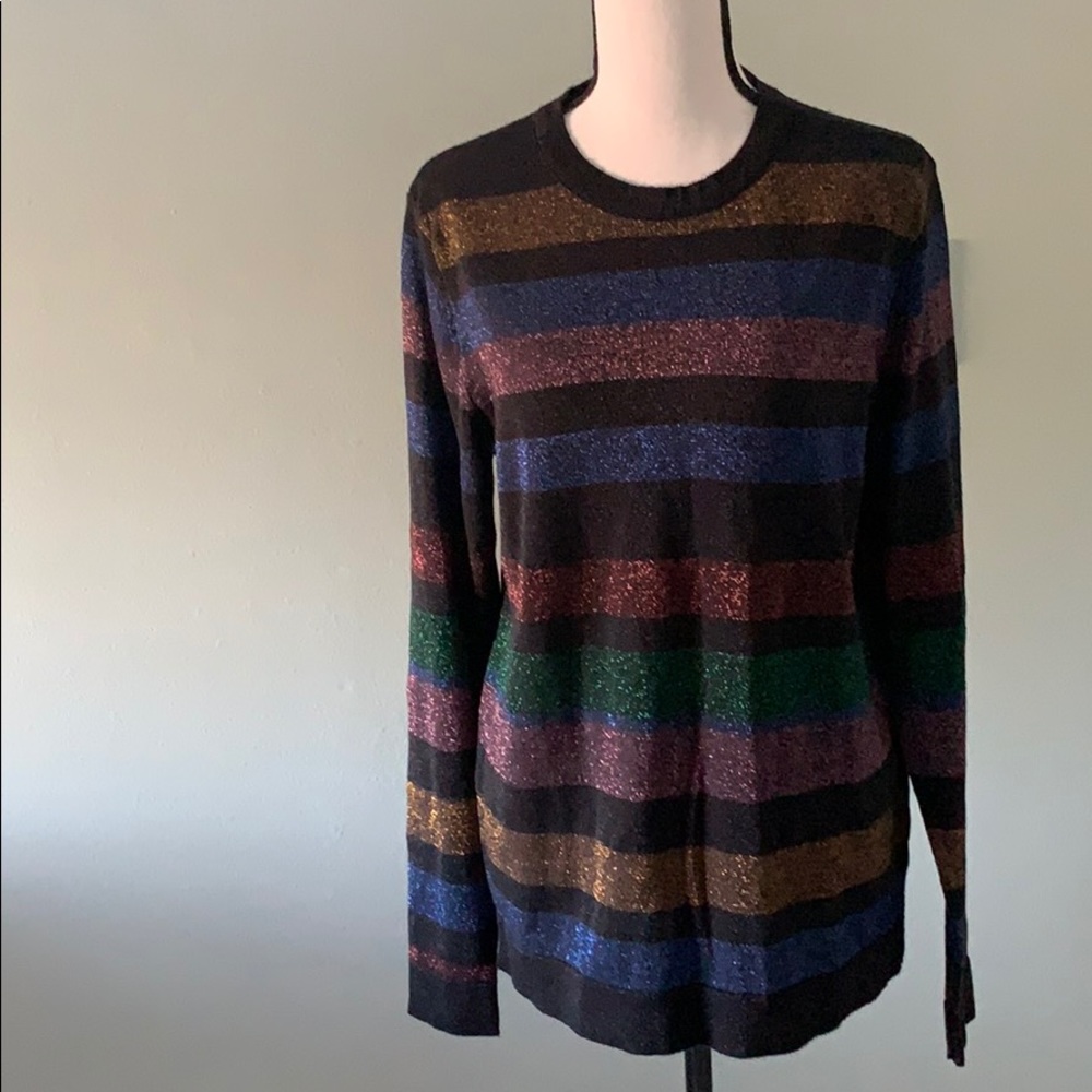 EUC ASOS Metallic shimmer rainbow sweater size M